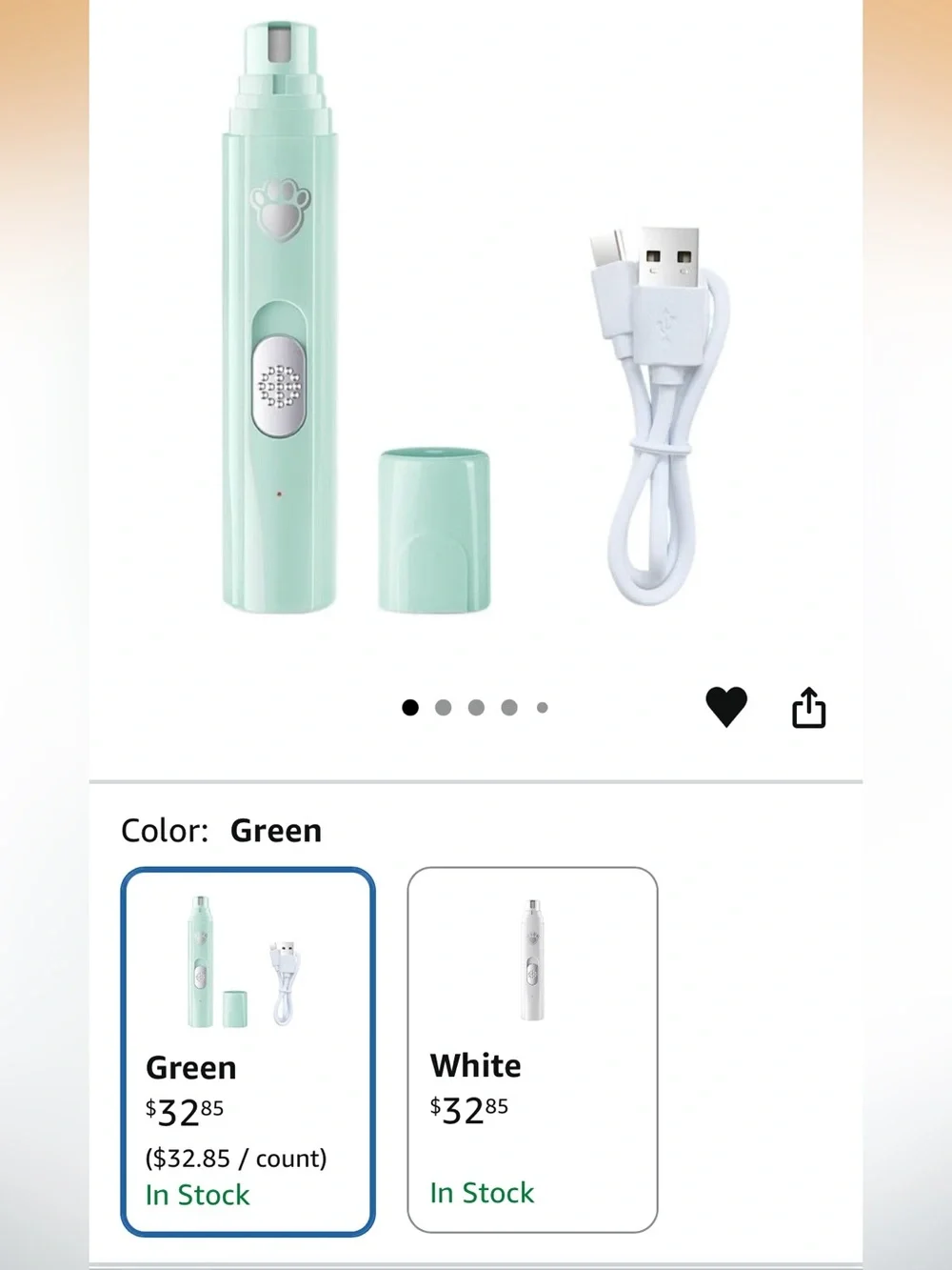 Mint Green Dog Nail Grinder with Paw Icon